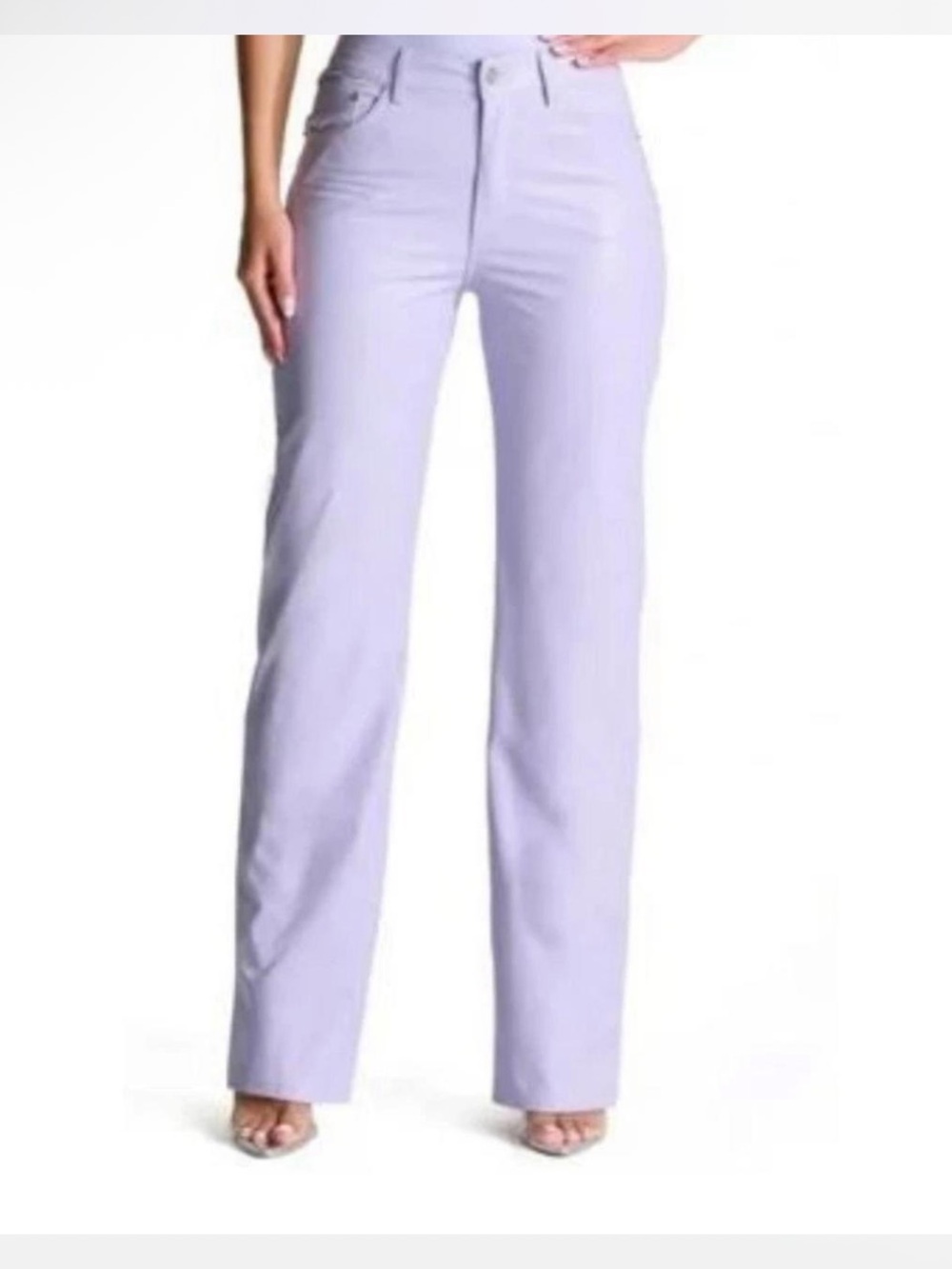 💜 Naked Wardrobe Lavender Faux Croc
Leather High Rise Straight Leg Pant Purple